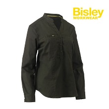비즐리 여성셔츠 작업복 bisley BLC6063 롤업 스트레치 브이넥